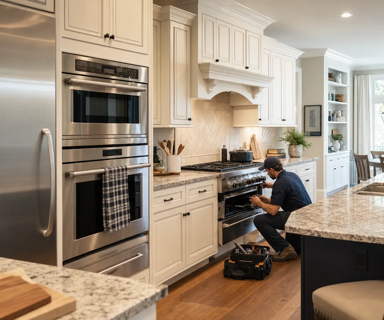 A luxury kitchen with built-in stainless appliances on a same-day visit