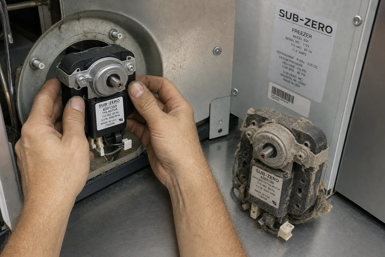 Close-up of an OEM appliance part replacement